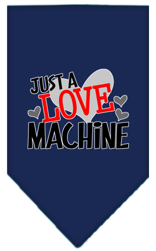 Love Machine Screen Print Bandana Navy Blue Small